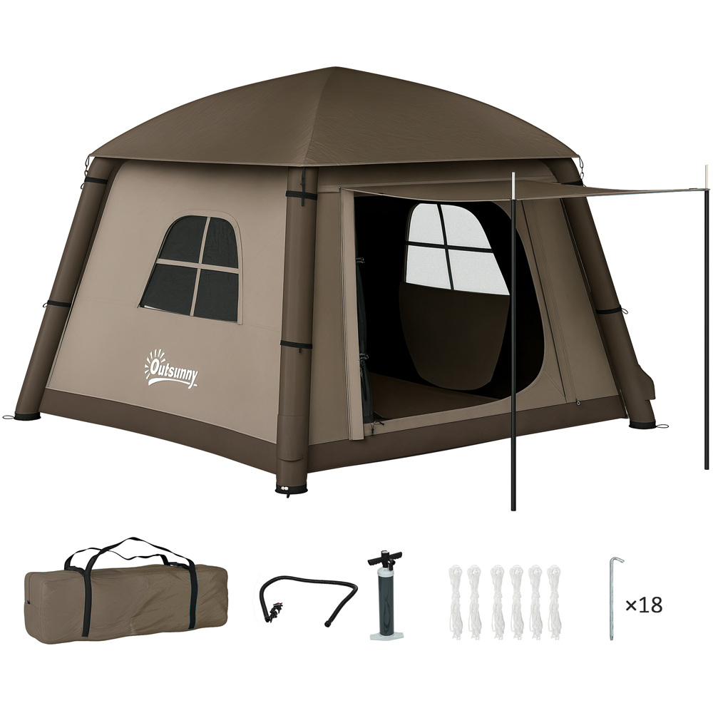 Outsunny 2 Person Easy Setup Inflatable Camping Tent with Air Pump Khaki Image 3