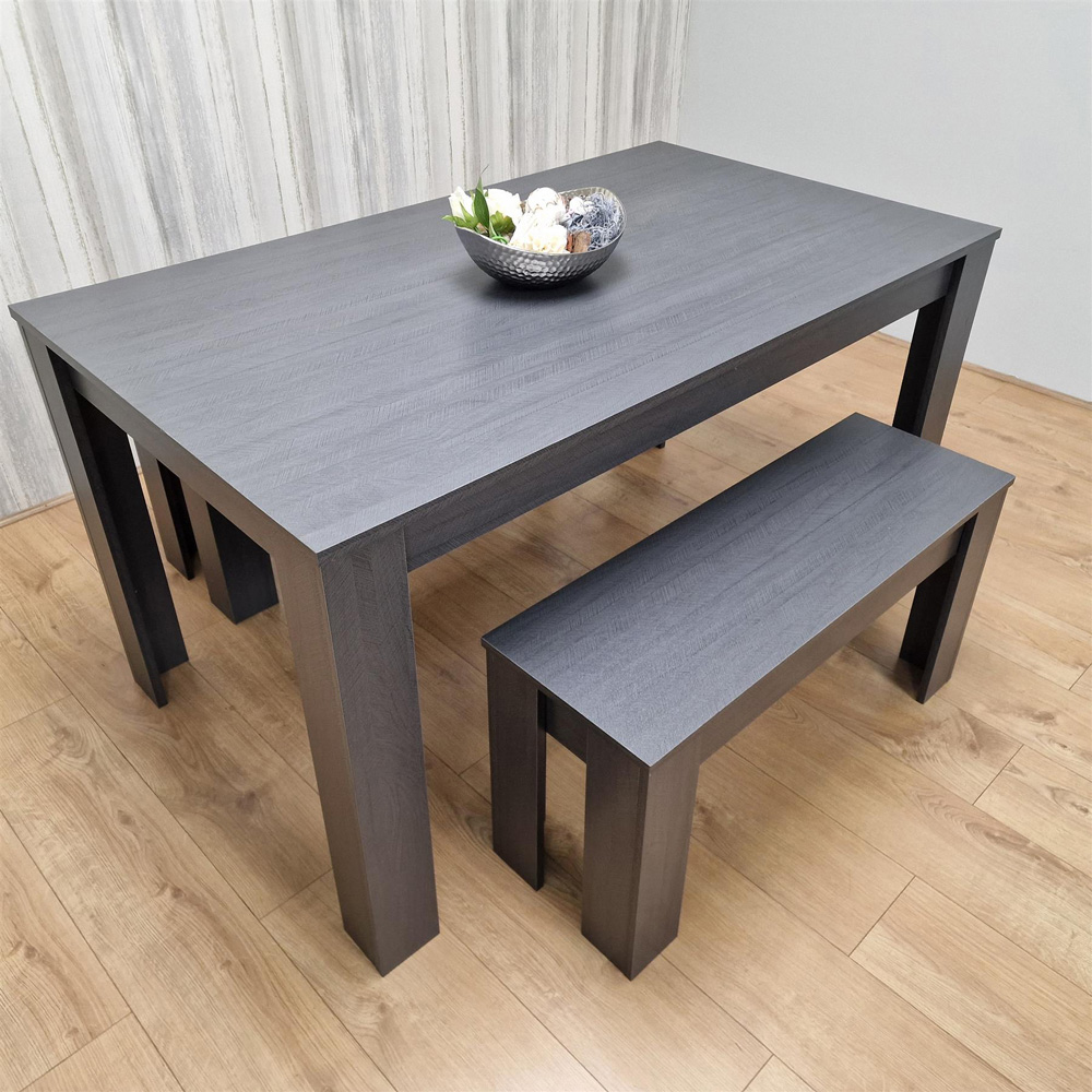 Kosy Koala 4 Seater Arrow Design Dining Bench Set Charcoal and Grey Image 2