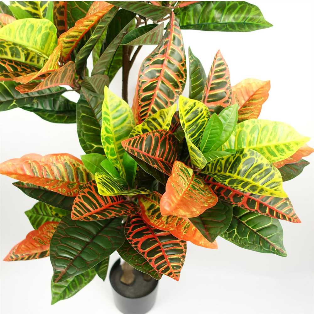 Botanik Orange Yellow Tropical Codiaeum Artificial Tree in Pot 4.5ft Image 3
