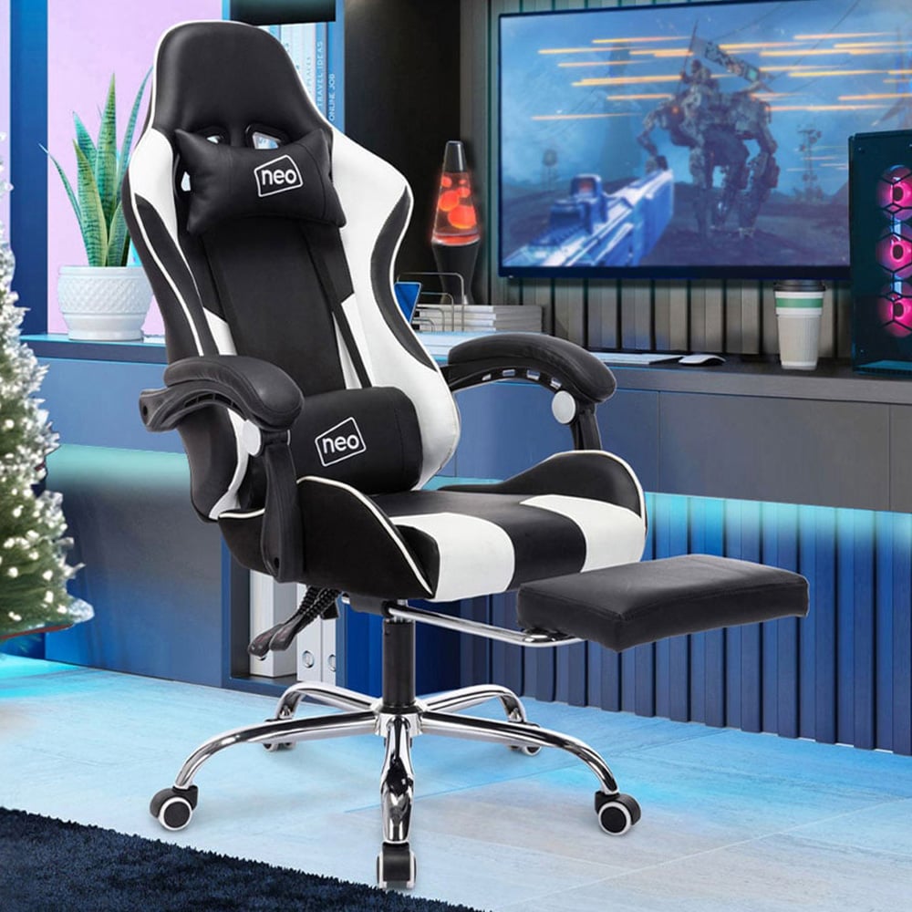 Neo White PU Leather Swivel Massage Office Chair Image 1