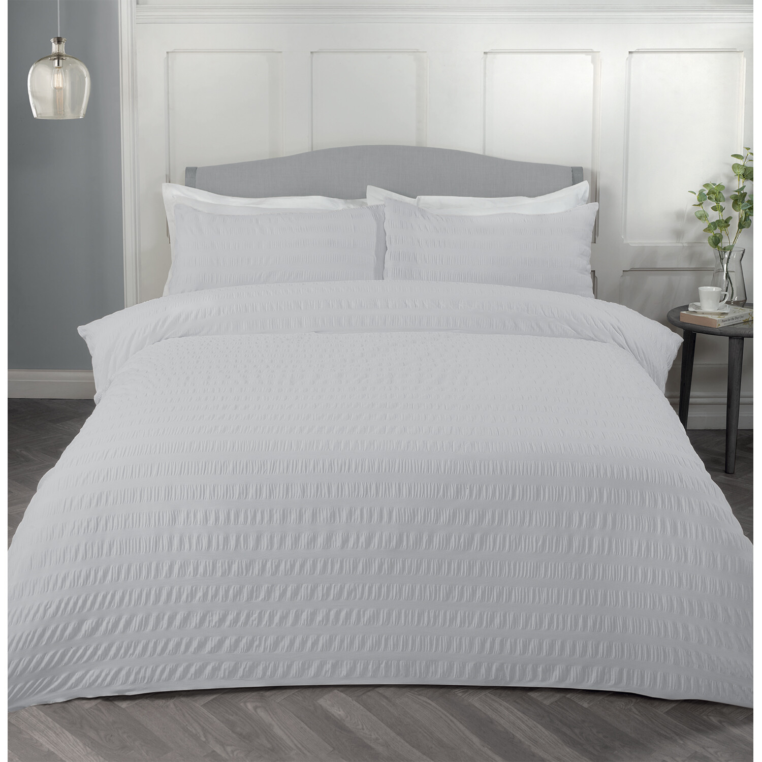 Divante Double Silver Seersucker Duvet Set Image