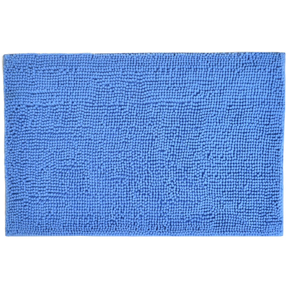 Allure Bath Fashions Blue Chenille Microfibre Supersoft Non-Slip Bobble Bath Mat 60 x 90cm Image 1