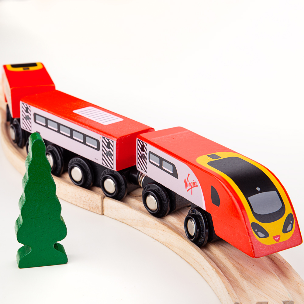 Bigjigs Rail Kids Wooden Replica Virgin Train Pendolino Image 4