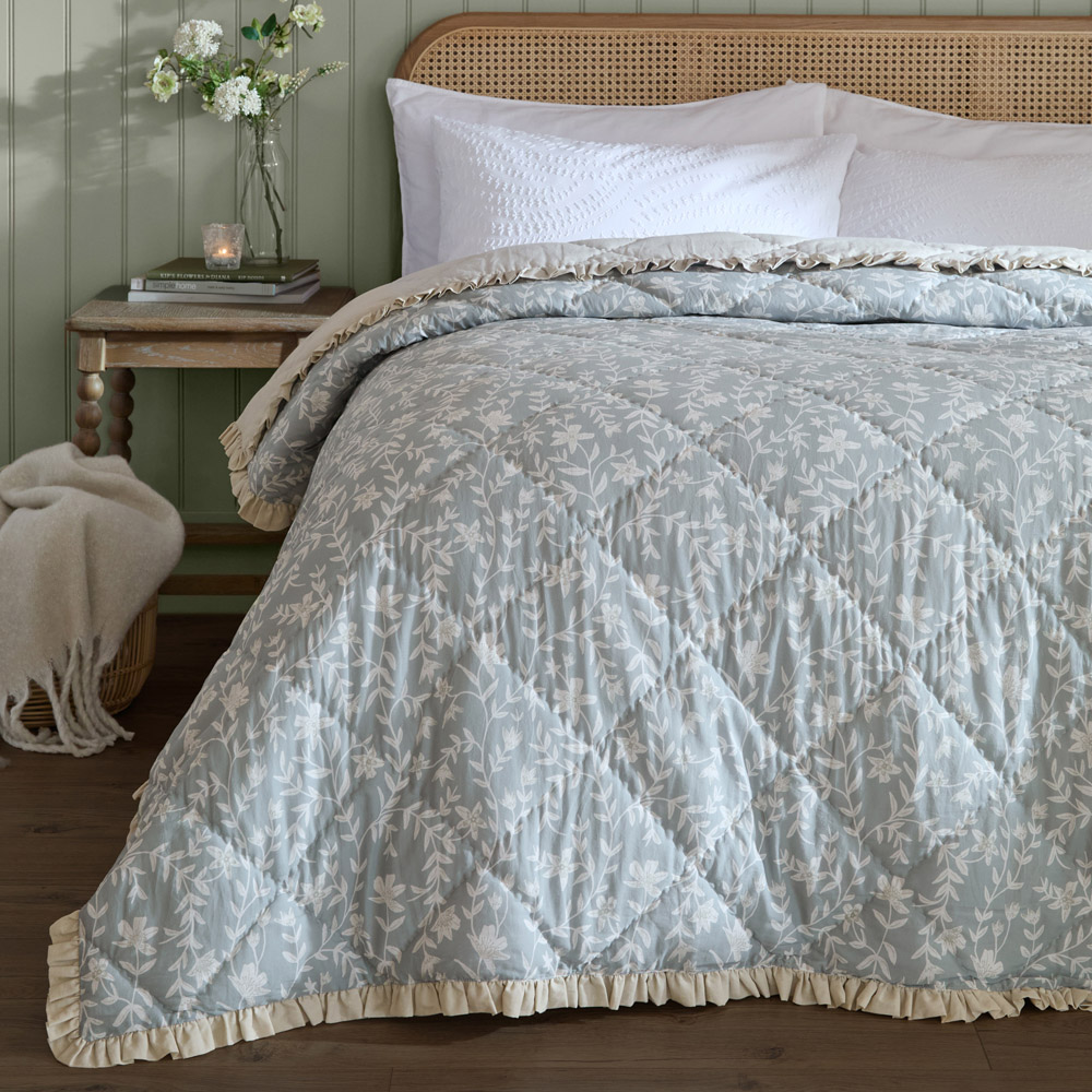Wylder Nature Amelia Seafoam Quilted Reversible Bedspread 240 x 260cm Image 2