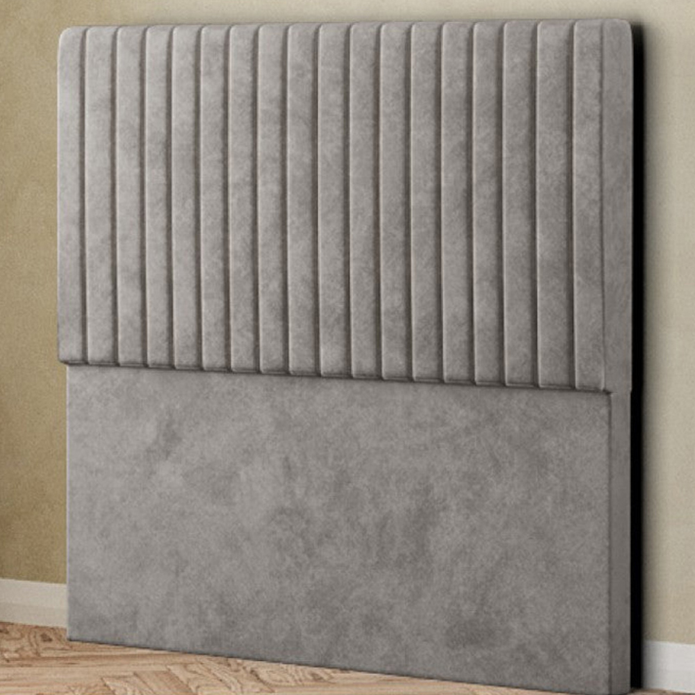Eleganza Maryland Super King Size Silver Plush Floor Standing Headboard Image 1
