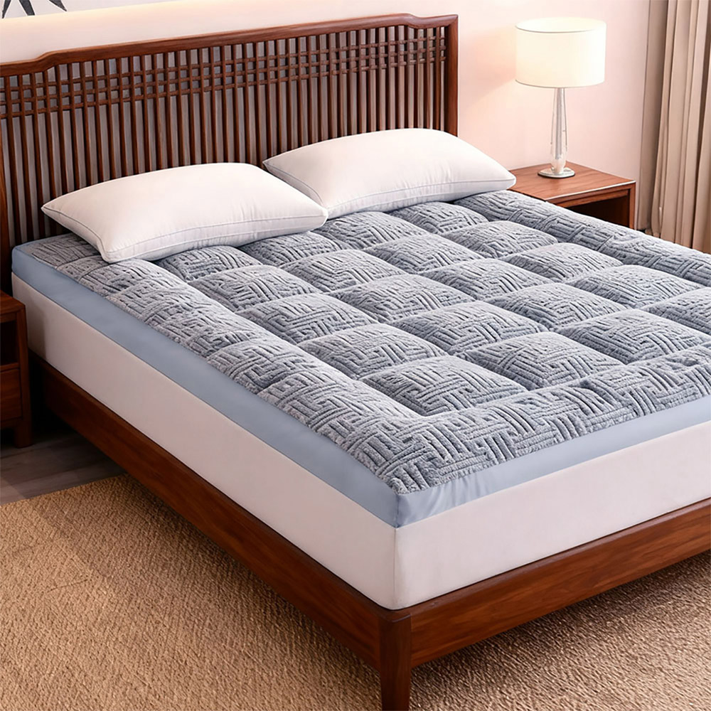 Living and Home Single Grey and Blue Quilted Mattress Topper Image 7