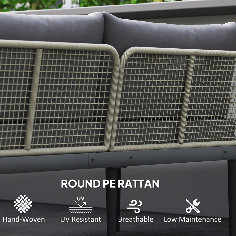 Outsunny 4 Seater Wicker Outdoor Corner Sofa Set Grey Image 7