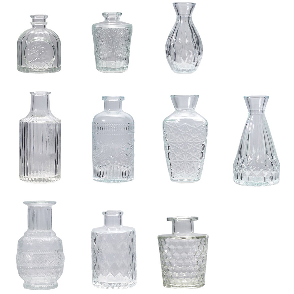 Living and Home 10 Piece Clear Small Glass Bud Vase Set Image 1