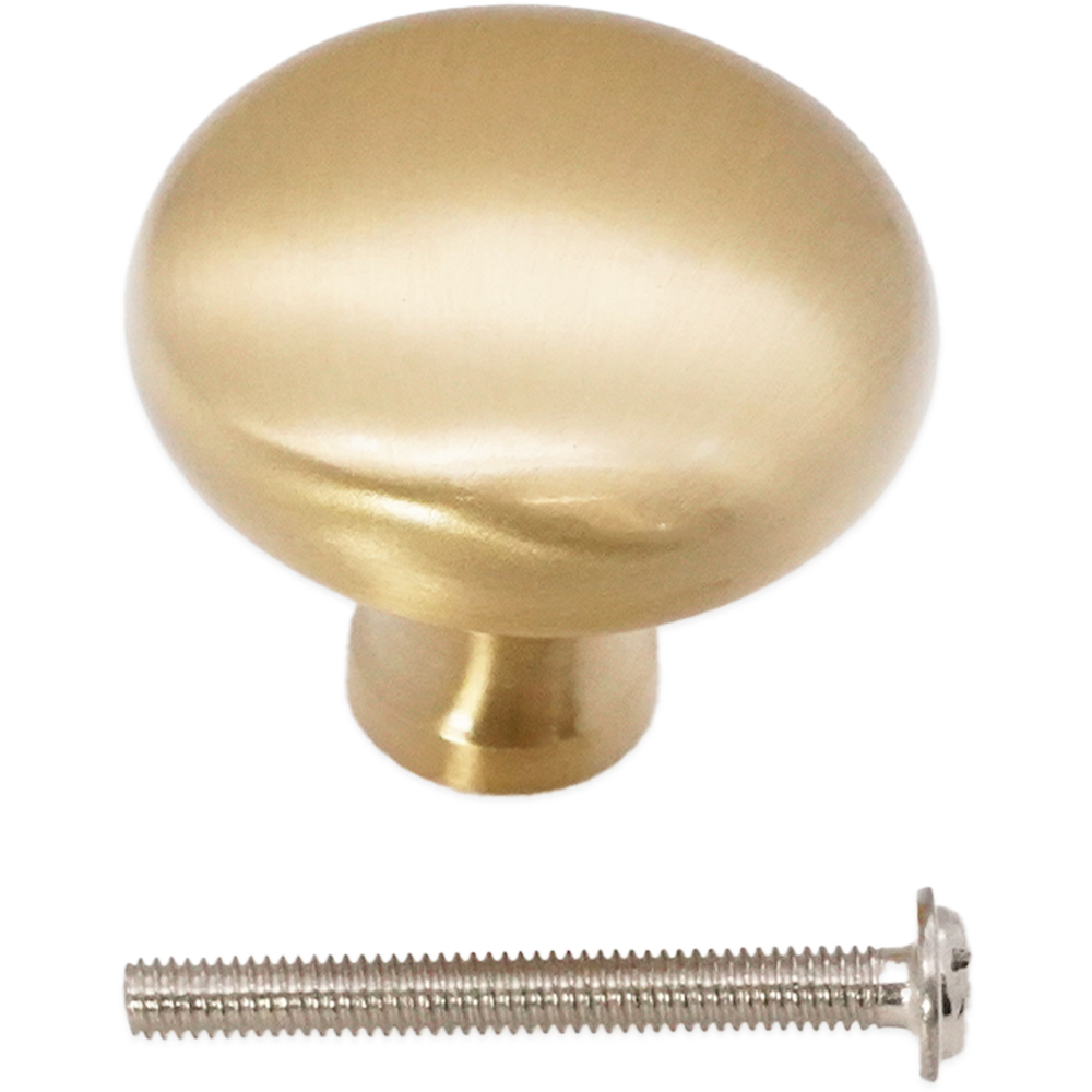 Spira Brass Mushroom Satin Brass Large 38mm Cupboard Knob Image 4