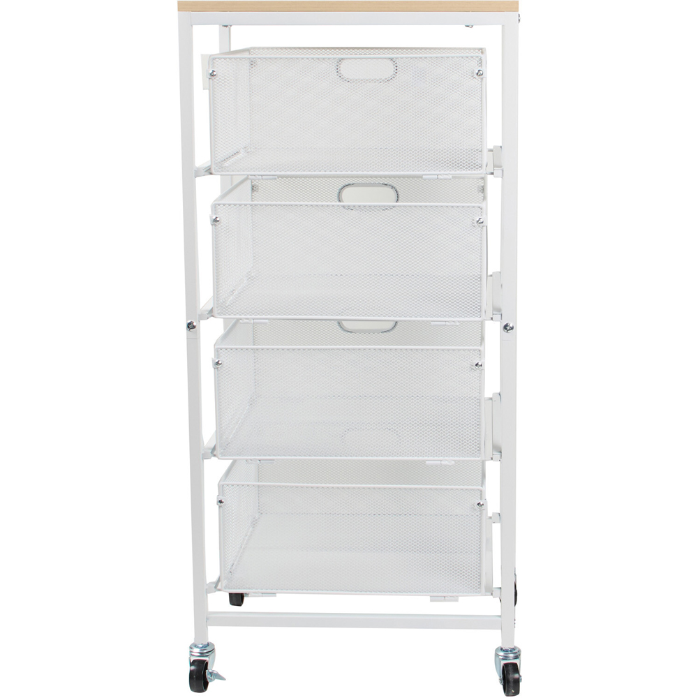 Wood Effect and Mesh Storage Cart White Image 3