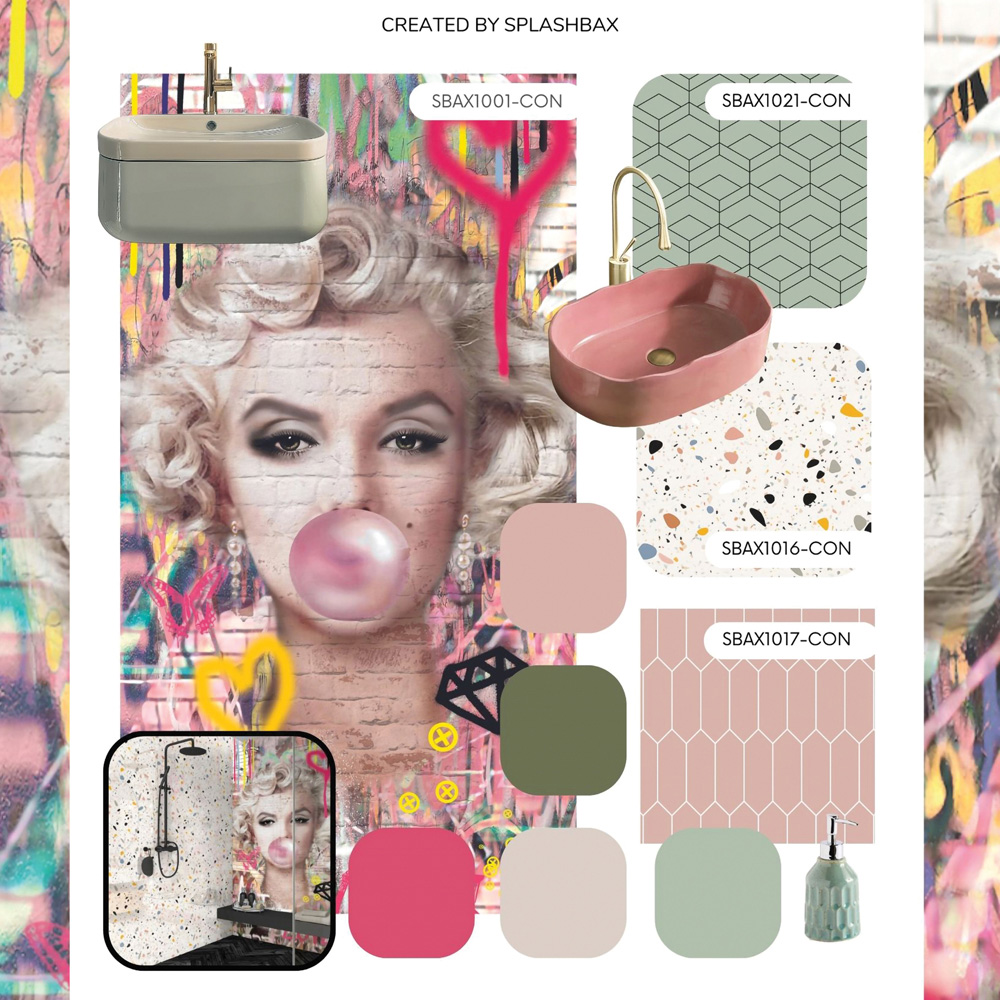 Splashbax Premium Artisan Marilyn Bubblegum Acrylic Bathroom Wall Panel 2400 x 800mm Image 8