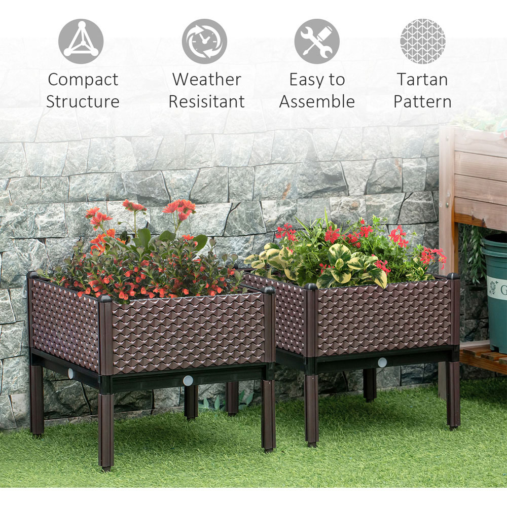 Outsunny Brown Raised Garden Bed Planter 2 Pack Image 7