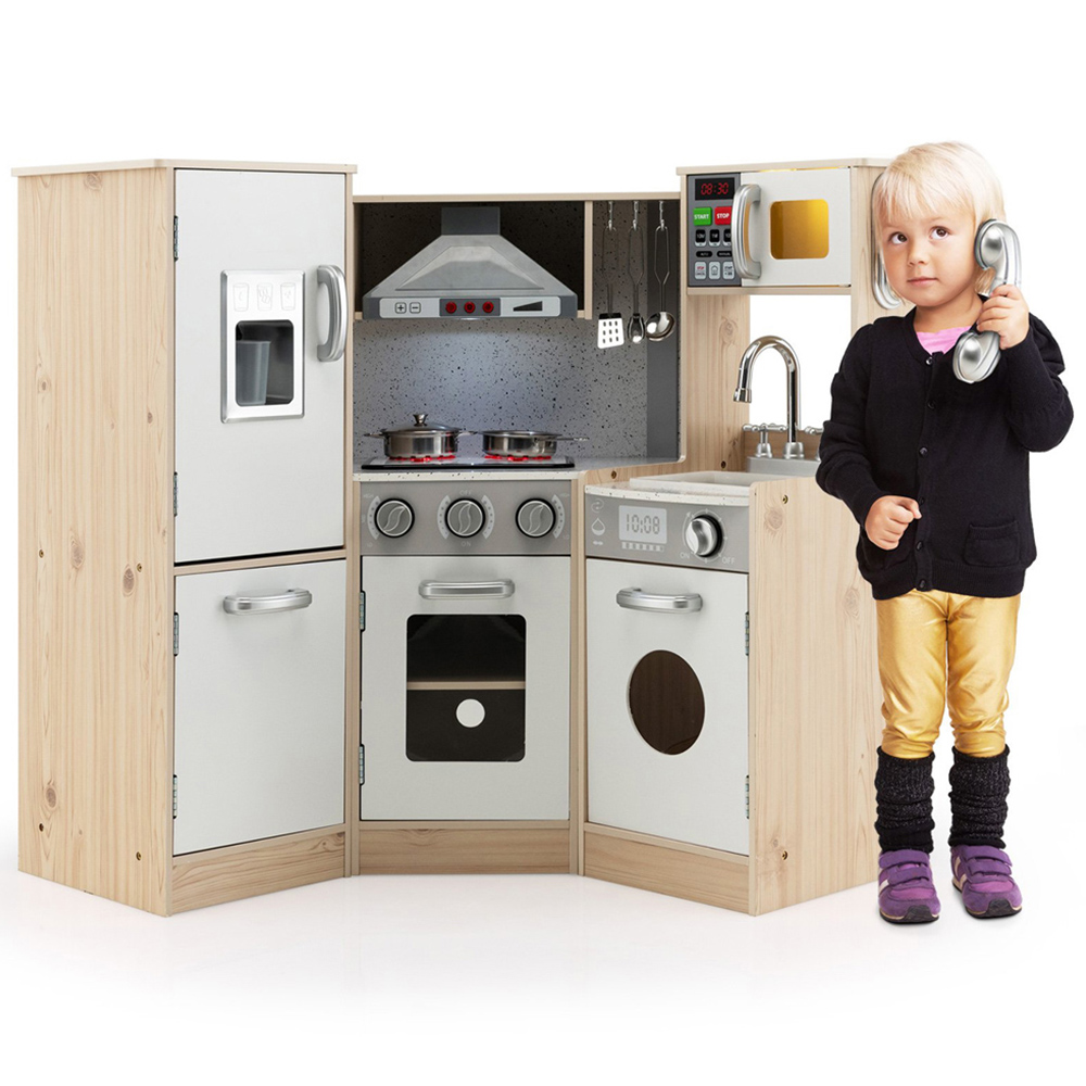 Costway Kids Corner Wooden Kitchen Playset Wilko
