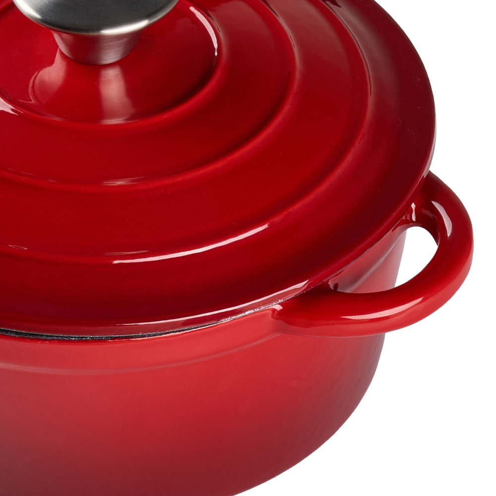 Living and Home 5L Red Cast Iron Enamel Dutch Oven with Lid Image 5