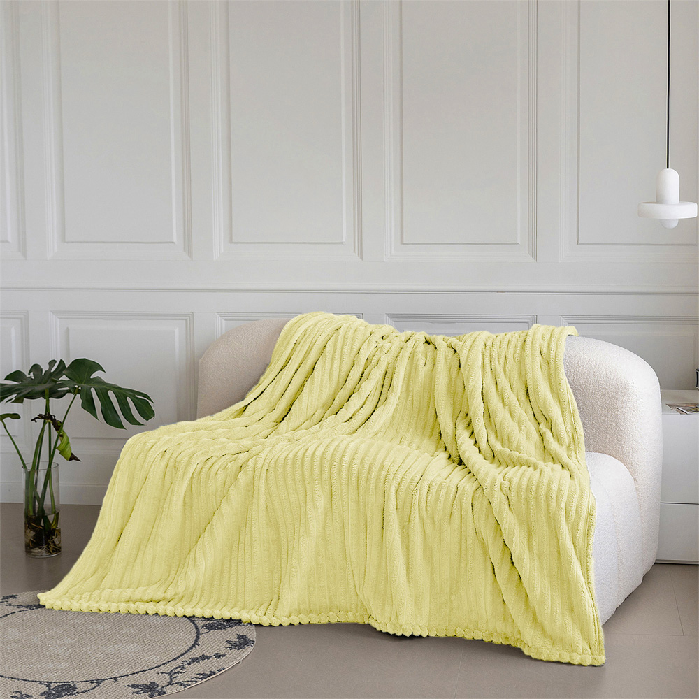 Velosso Bellissima Lemon Plush Throw 200 x 240cm Image 2