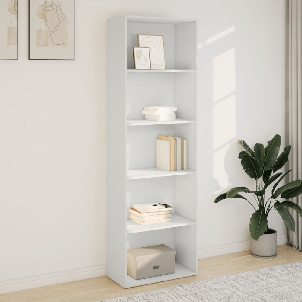 vidaXL 5 Shelf White Bookcase Image 1
