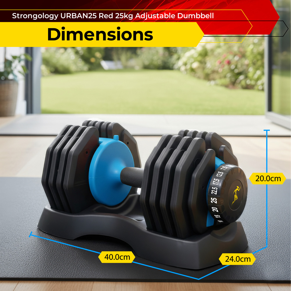 Strongology Urban25 Black and Blue Adjustable Smart Dumbbell 2.5 to 25kg Image 9