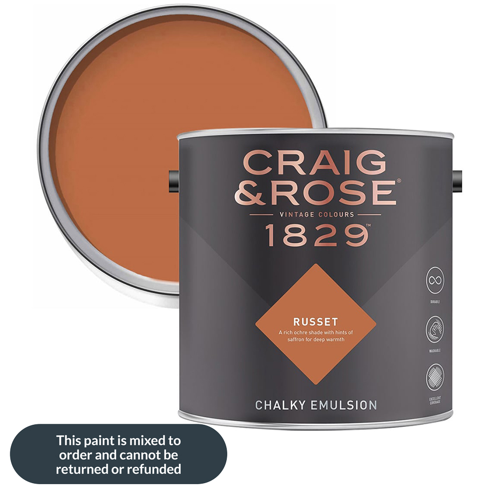 Craig & Rose 1829 Vintage Walls and Ceilings Russet Chalky Matt Emulsion Paint 2.5L Image 1