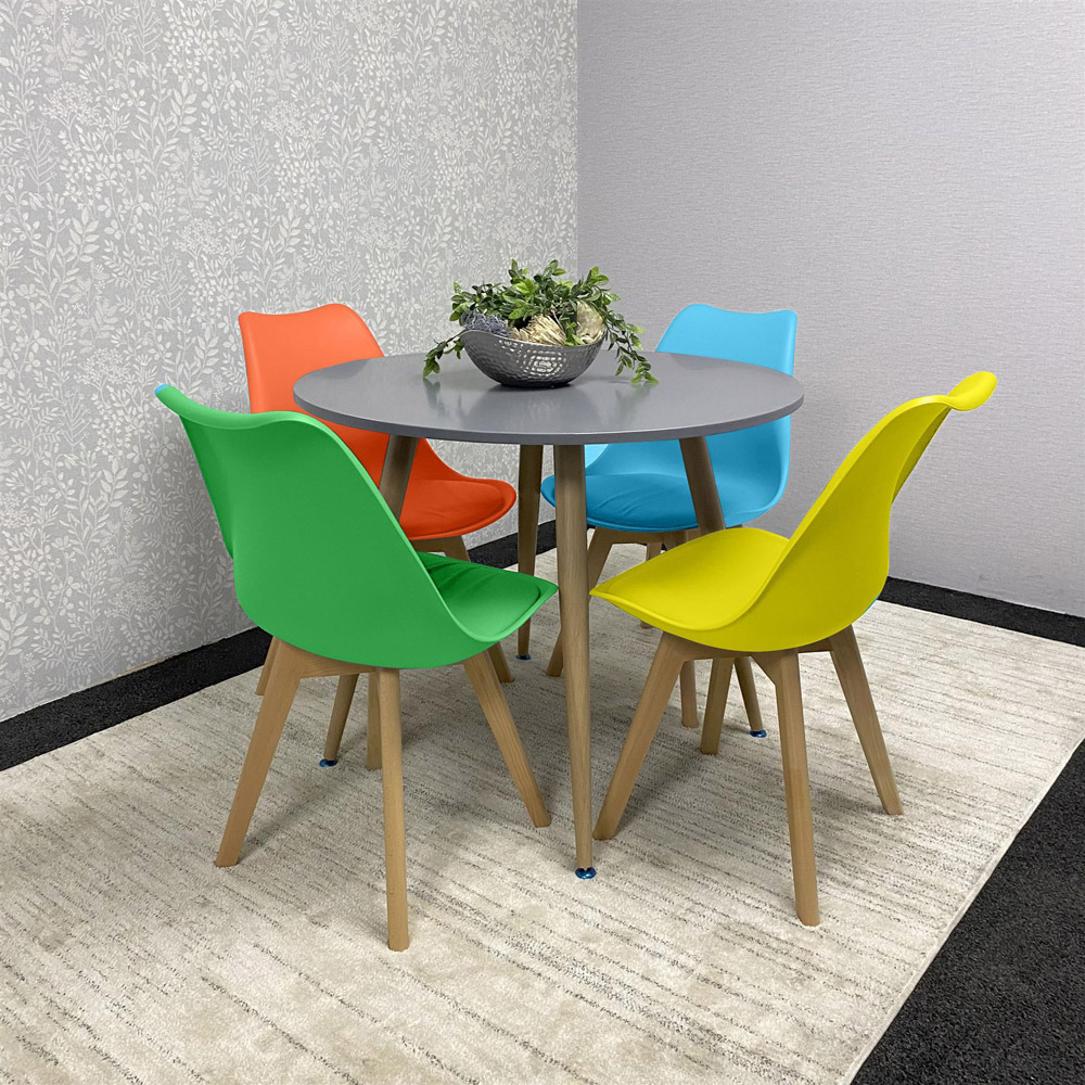 Kosy Koala Grey Round Dining Table Set with 4 Mixed Tulip Chairs Image 3
