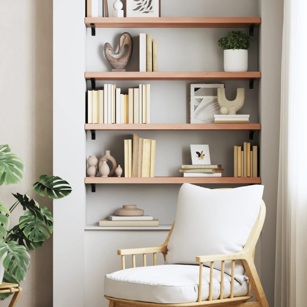 vidaXL 30 x 80cm Light Brown Oak Wood Wall Shelf Image 2