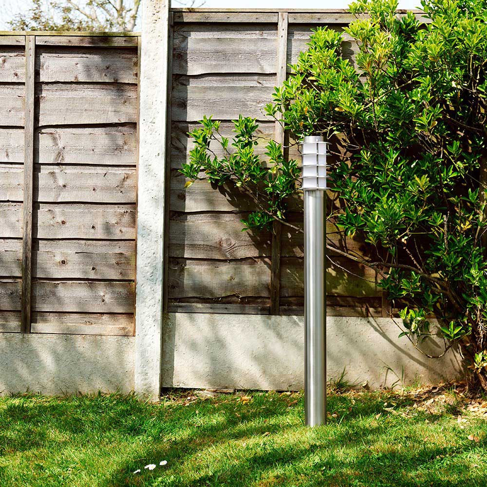 ValueLights Wharf Set of 4 Silver Warm White Bulb Bollard Lights 1m Image 2