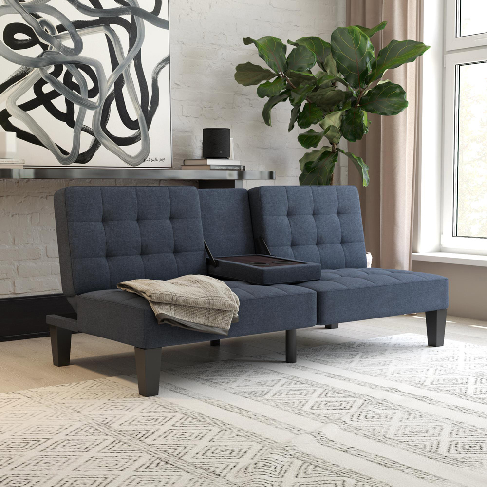 Dorel Adalynn Blue Linen Convertible Futon Image 8