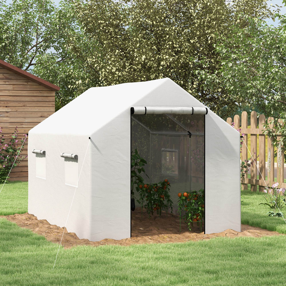 Outsunny White Polyethylene 6.5 x 9.8ft Walk In Greenhouse Image 2