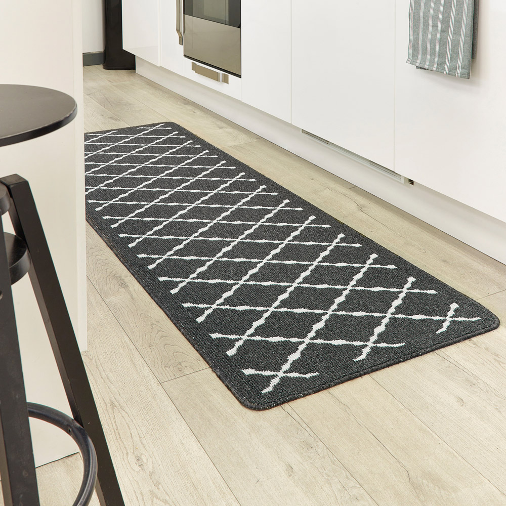 My Mat Arbor Charcoal Diamond Stain Resistant Runner 67 x 200cm Image 2