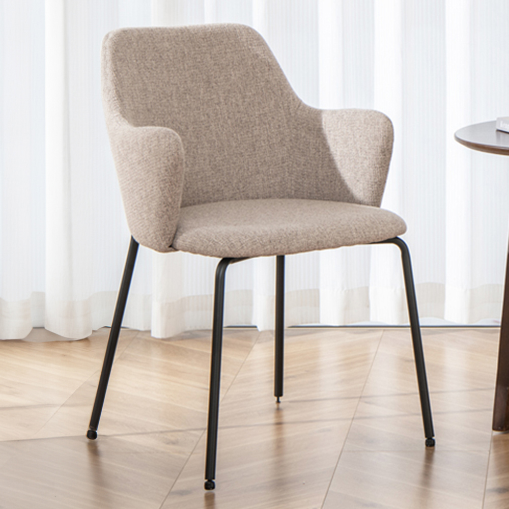 Costway Set of 2 Beige Upholstered Dining Chairs Image 1