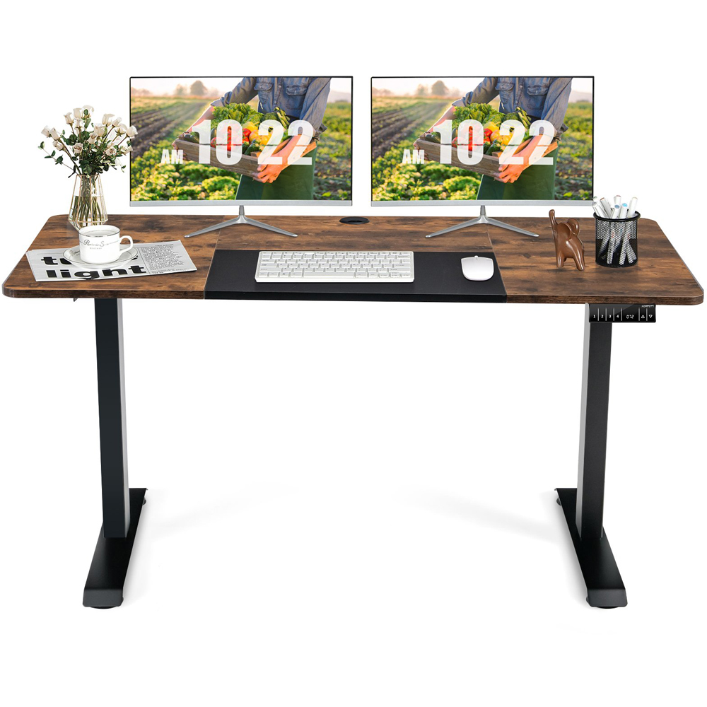 Costway Electric Height Adjustable Standing Desk Rustic Brown Image 3
