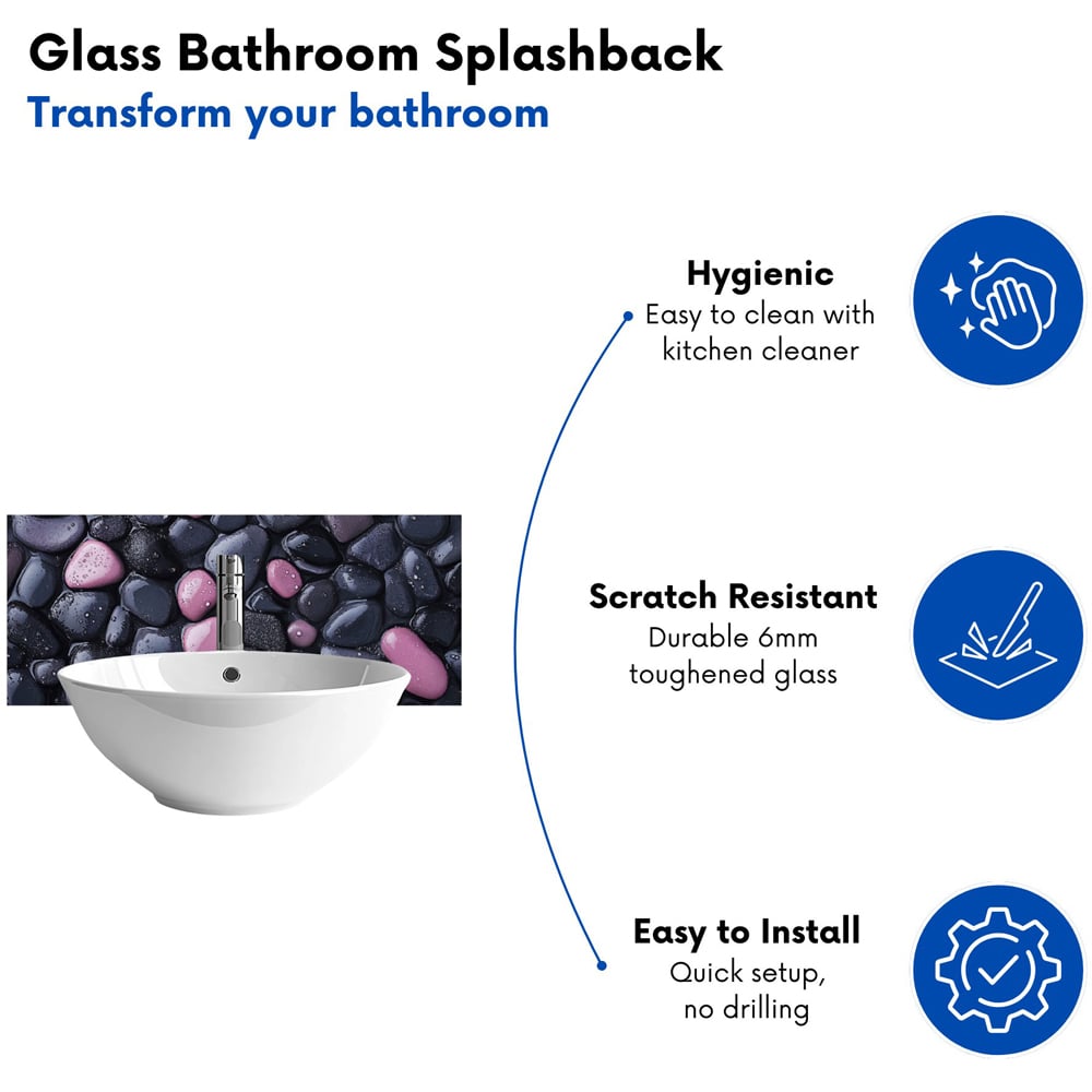 Warren Reed Designer Blush and Charcoal Pebbles Bathroom Splashback 25 x 60cm Image 4