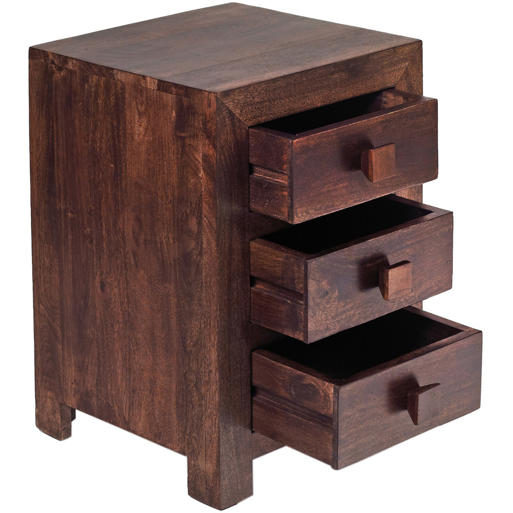 Brooklyn Nihash Toko 3 Drawer Dark Mango Bedside Image 4