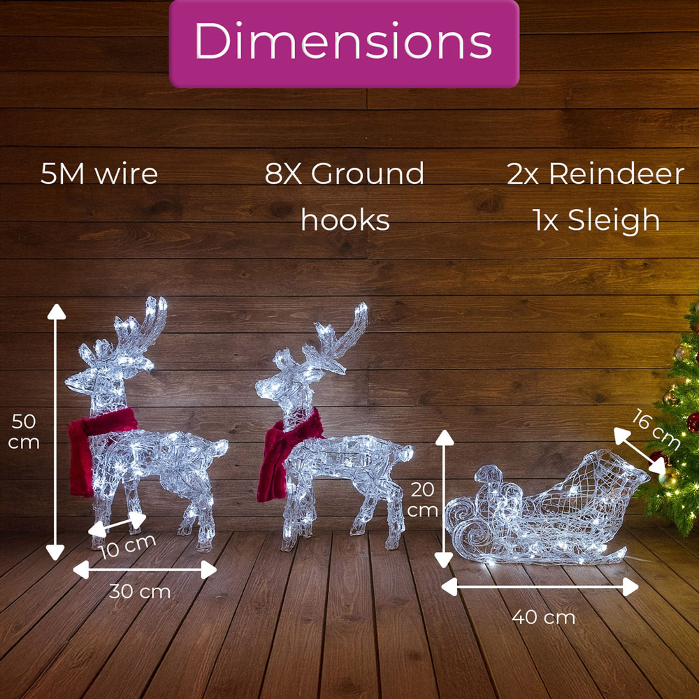 Neo 120 LED Light Up Reindeer Sleigh Christmas Decoration 5m Image 8
