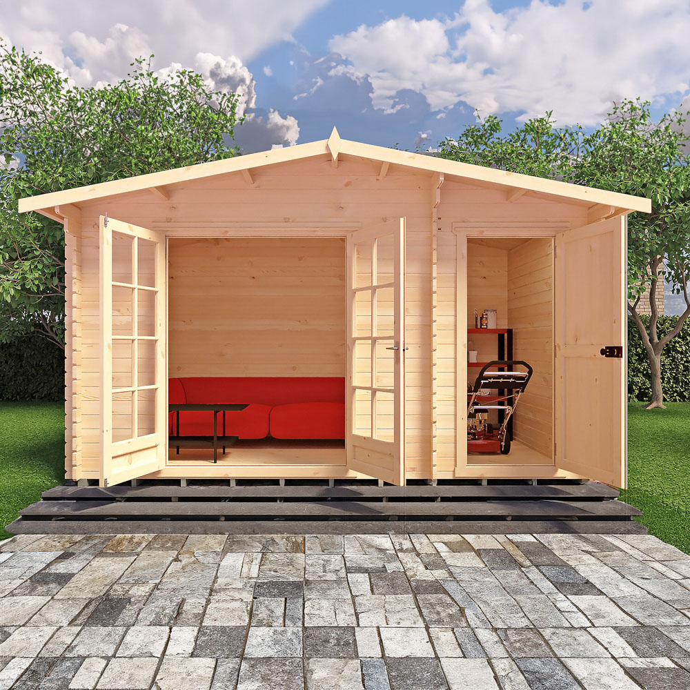 Shire Bourne 14 x 8ft Dual-Purpose Apex Garden Log Cabin with Integral Storage Image 5