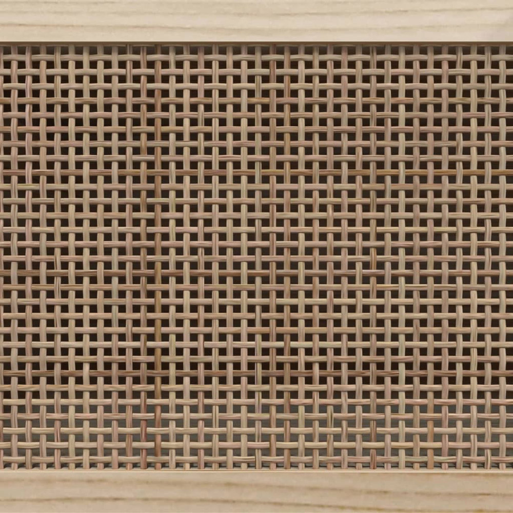 vidaXL 2 Door 2 Shelf Brown Solid Pine Wood and Natural Rattan TV Cabinet Image 6