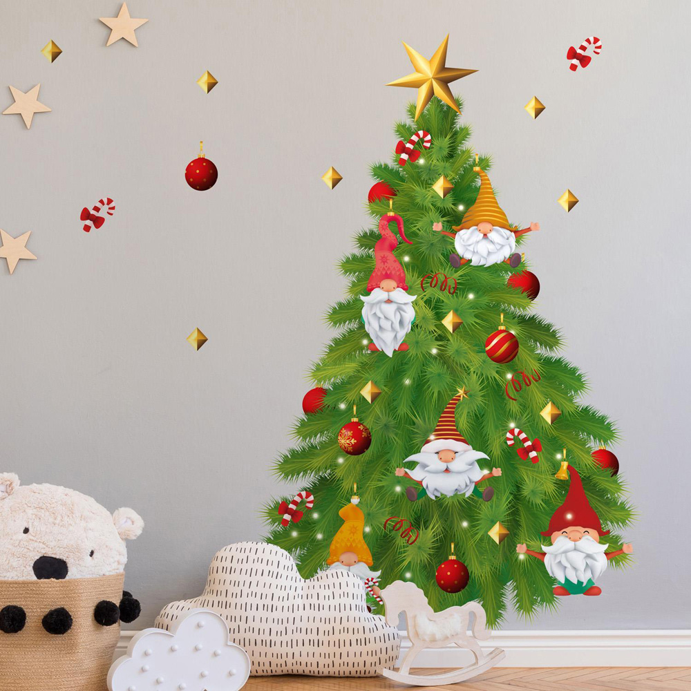 Walplus Merry Christmas Gnomes and Tree Self Adhesive Wall Stickers 3 Piece Image 3