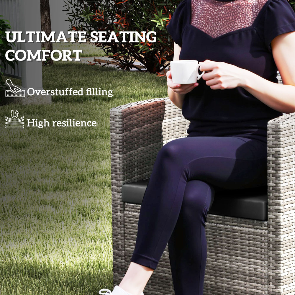 Outsunny Black Rattan Garden Lounge Replacement Cushion Pad Set 3 Pack Image 5