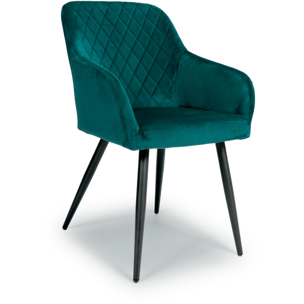 Marina Set of 2 Mint Green Brushed Velvet Dining Chair Image 2
