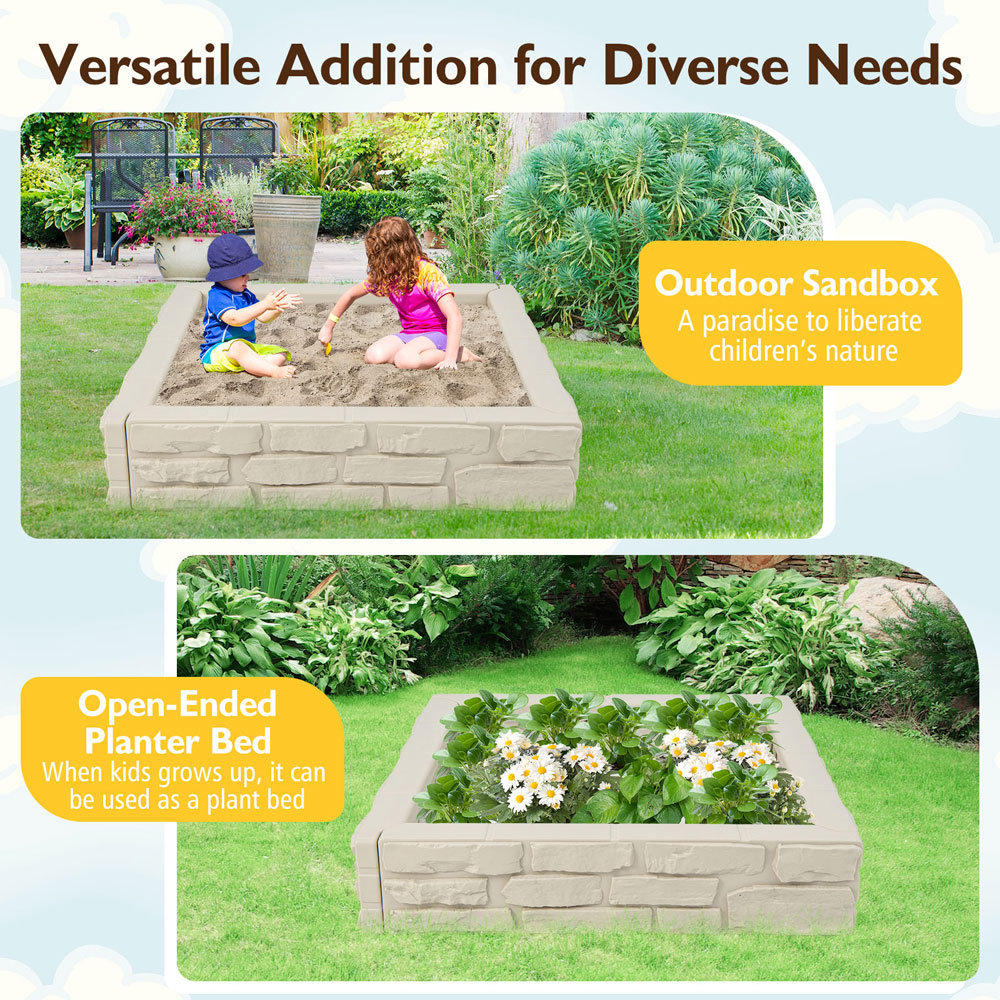 Costway White Sandbox with Cover and Bottom Liner Image 8