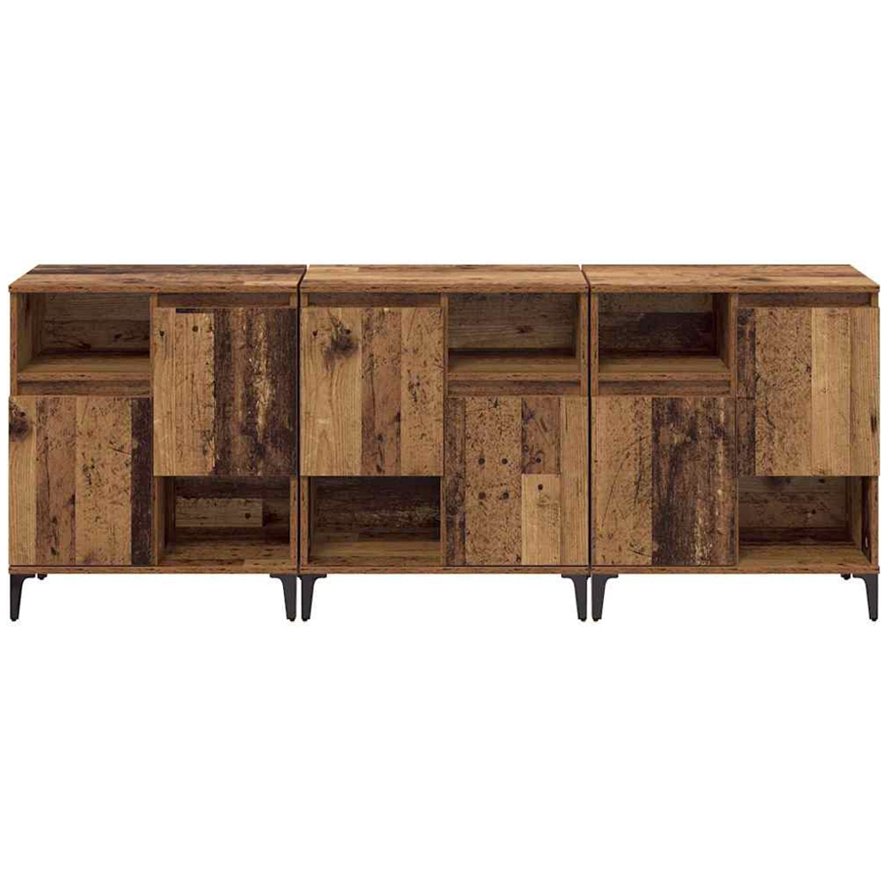 vidaXL 2 Door 2 Shelf Old Wood Compact Sideboard Set of 3 Image 5