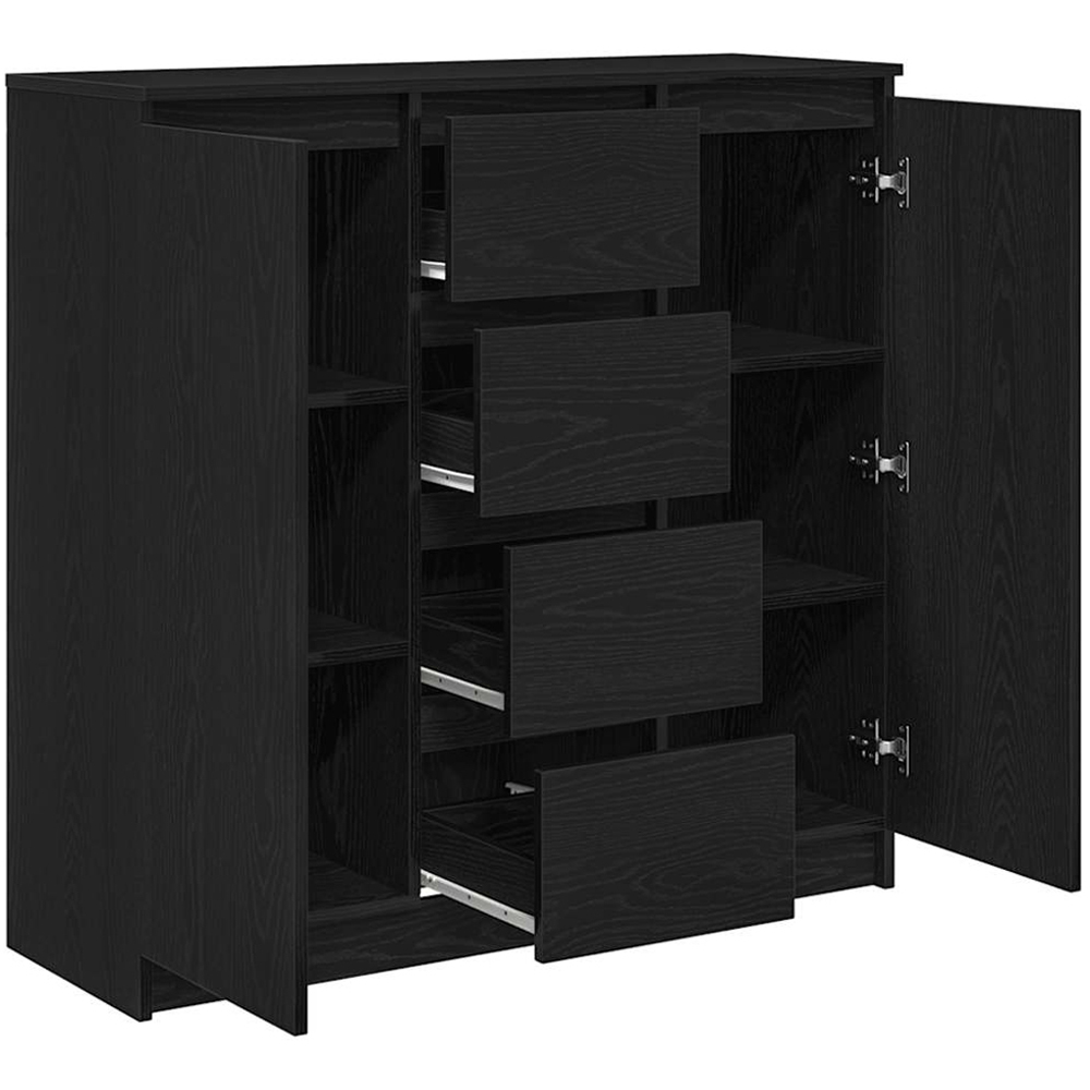 vidaXL 2 Door 4 Drawer Black Wooden Sideboard Image 5