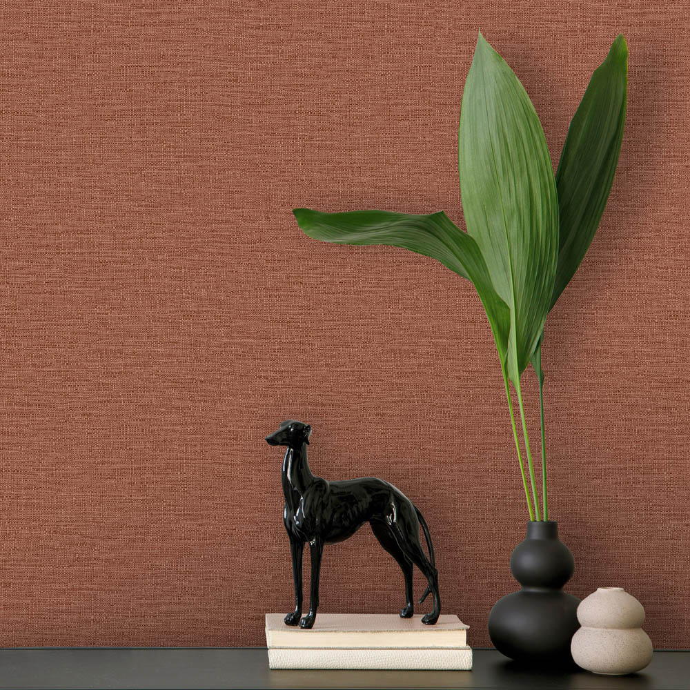 Grandeco Telma Slubbed Fabric Hessian Textured Luxury Chilli Red Wallpaper Image 5