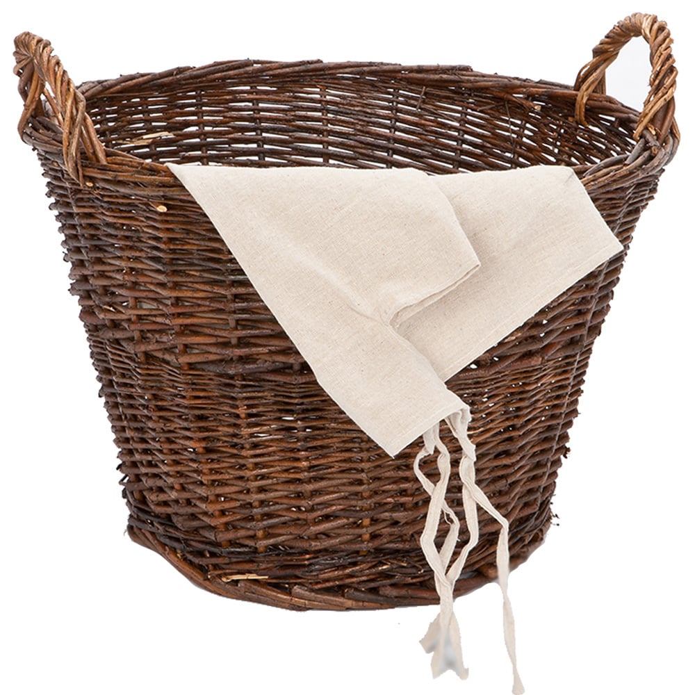 Inglenook Fireside Dark Wicker Basket with Liner Image 1
