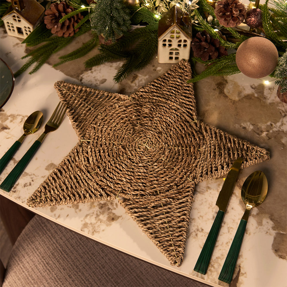 Pack of 2 Woven Star Placemats - Neutral Image 2