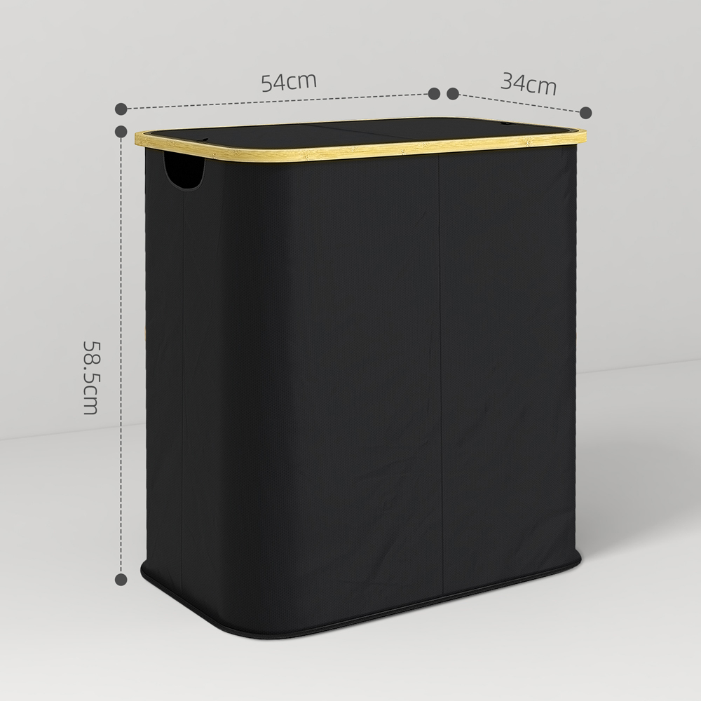 HOMCOM Black Collapsible Laundry Hamper 80L Image 9