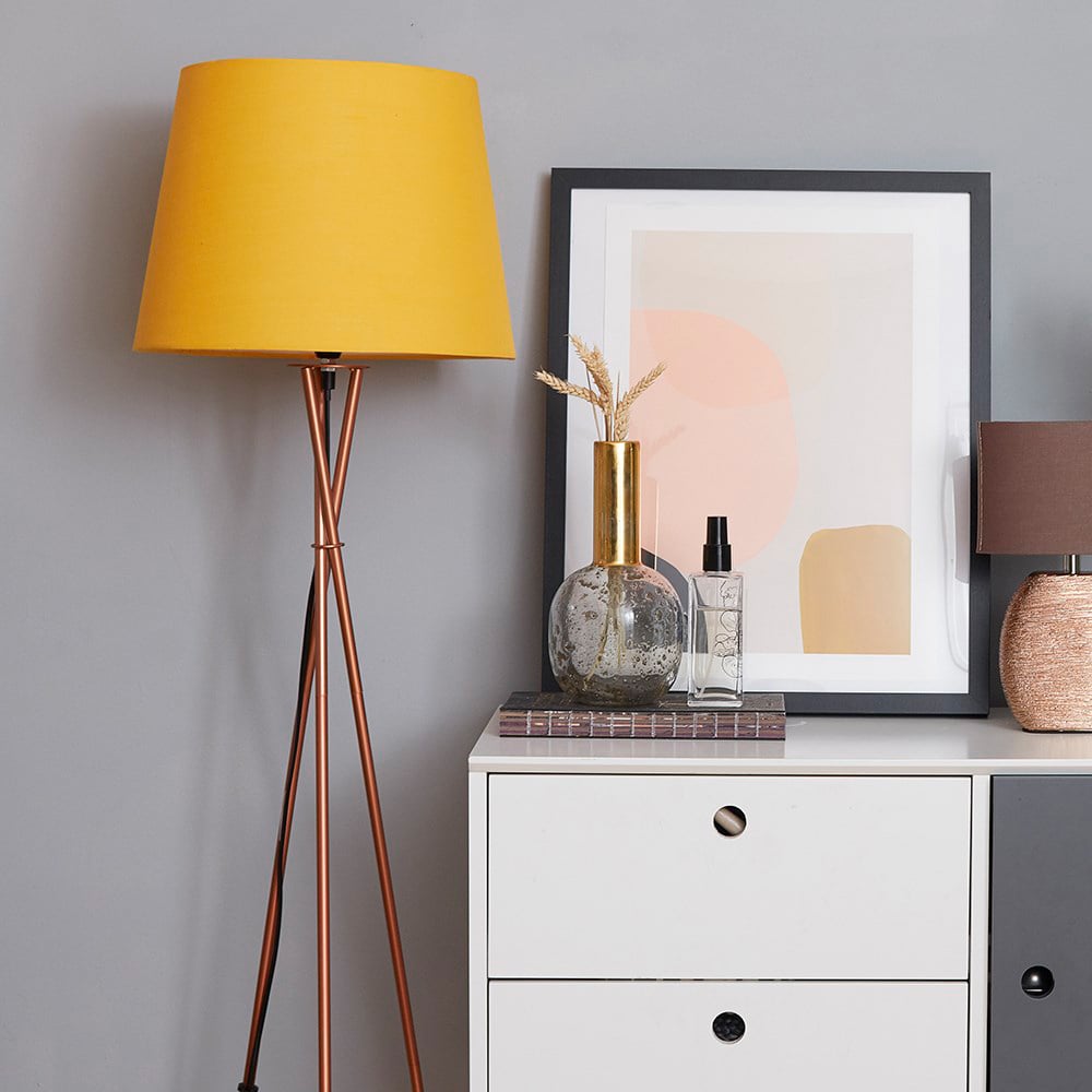 ValueLights Aspen Mustard Tapered Lamp Shade Large Image 2
