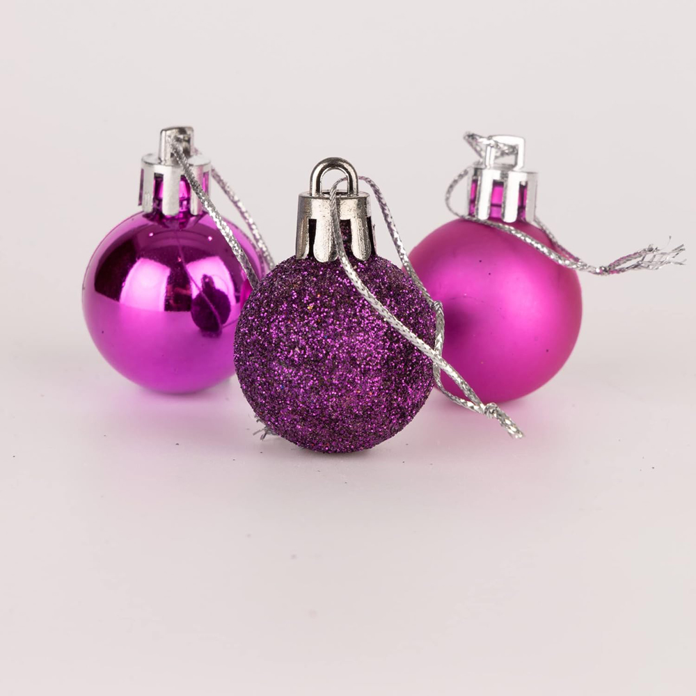 Shatchi 3cm Purple Shatterproof Christmas Bauble 24 Pack Image 3