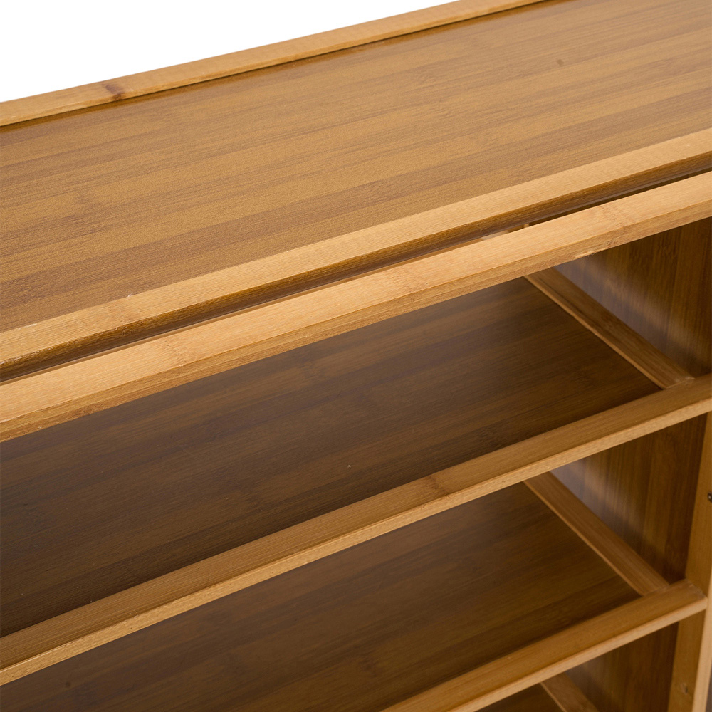 Living and Home 9 Shelf Natural Bamboo Shoe Rack with Dust Cover Image 5