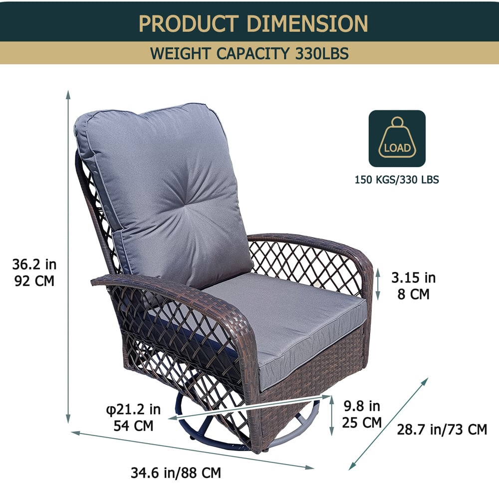 Furniture One Rattan Garden Swivel Rocking Chair Image 9