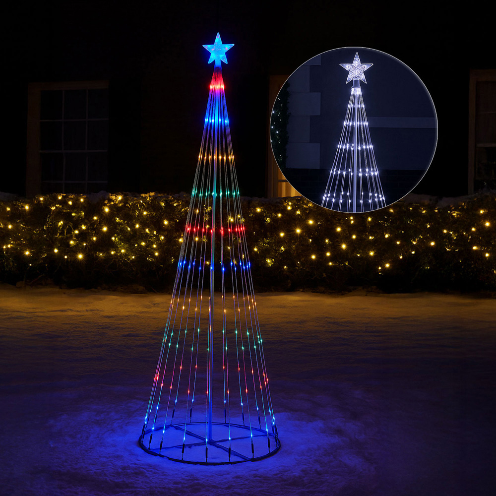 Neo Multicolour Waterfall LED Outdoor Christmas Tree with Remote 8ft Image 5